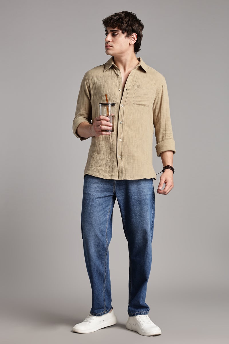 fyltr Men's 100% Cotton Solid Color Textured Shirt - Full Sleeves | Casual Shirts for Men | Comfortable & Soft | Stylish Shirt - Image 2