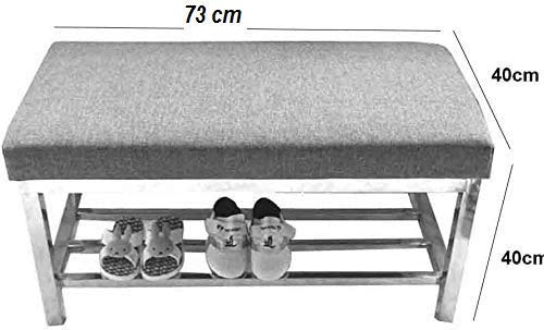INDIAN DECOR INDIAN DECOR 31375 Shoe Bench Stainless Steel Entryway Shoe Rack Bench Fabric Upholstered Change Shoes Bench Stainless Steelfor Living Room Hallway Bedroom Shoe Store Brown Made in India  - Image 2