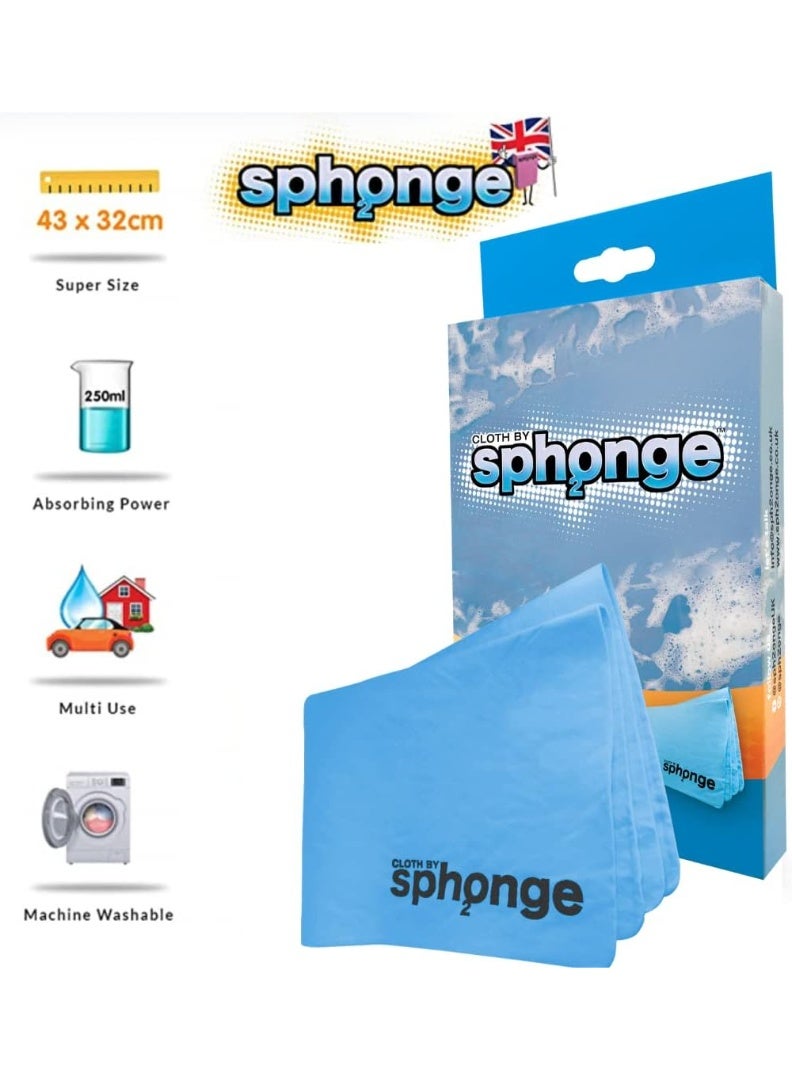SPH2ONGE SPH2ONGE Super Absorbent Cloth (Blue) | Multi-Purpose | Designed to Hold x10 Its Weight in Liquid | Re-usable | Perfect All Around Your Home | Effective on Every Surface | Drip-Free and Durable - Image 3