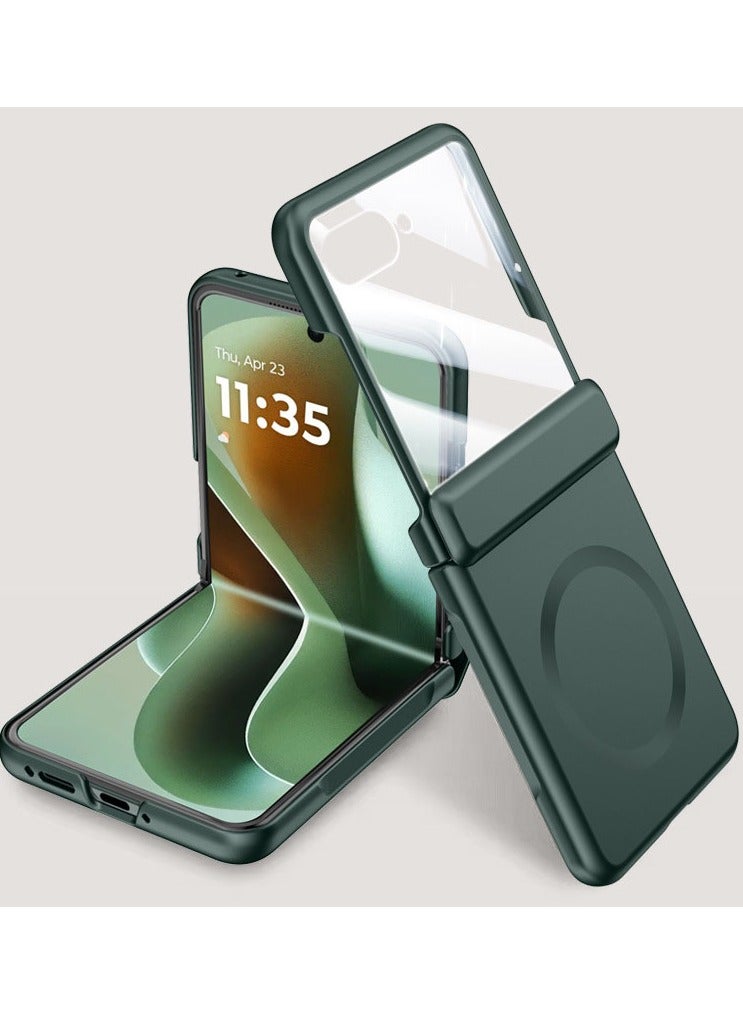 عام Magnetic Case for MOTO RAZR 60 Ultra Case 【Built-in Screen Protector】 【Support Wireless Charging】 Micro-Frosted Skin-Friendly Hinge Protection Shockproof Cover