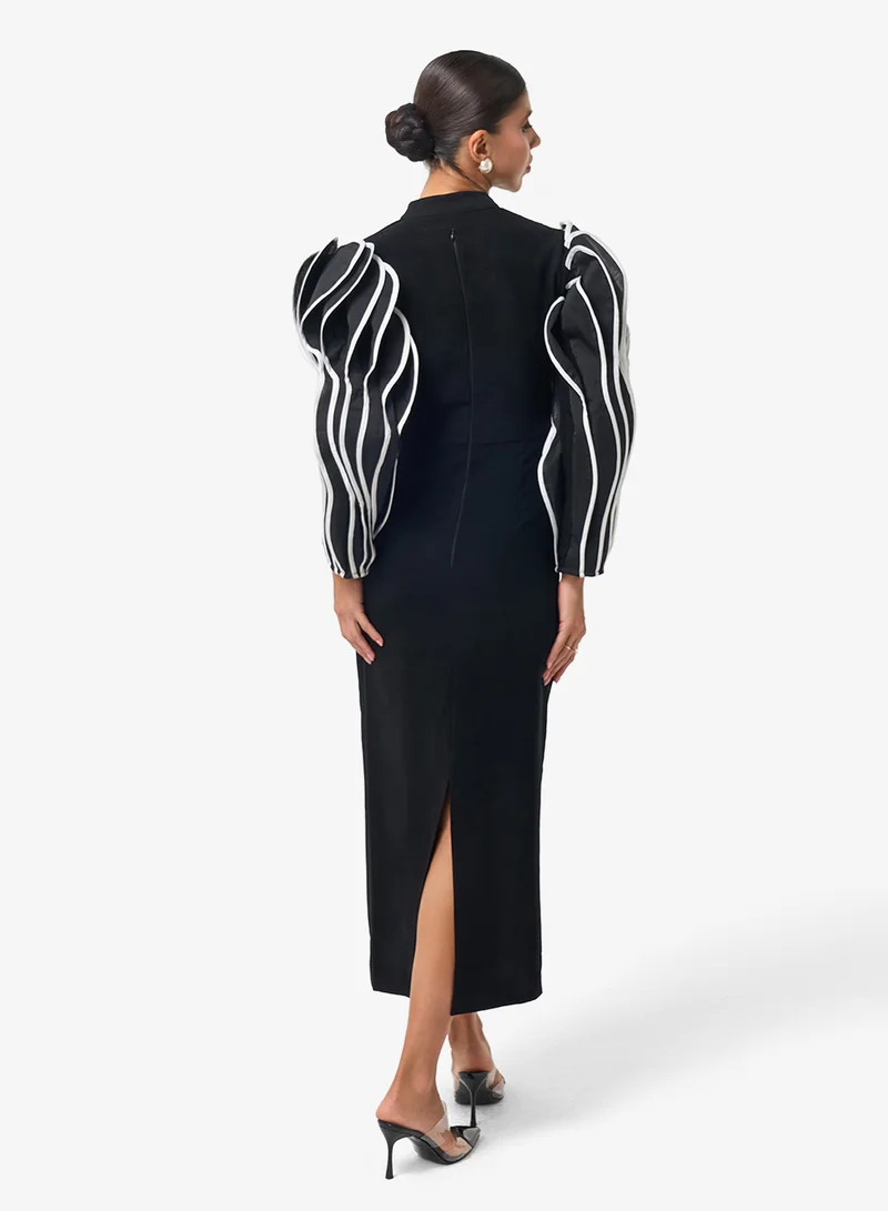 ثريدز باي اجوني فستان ميدي بأكمام منتفخة متباينة