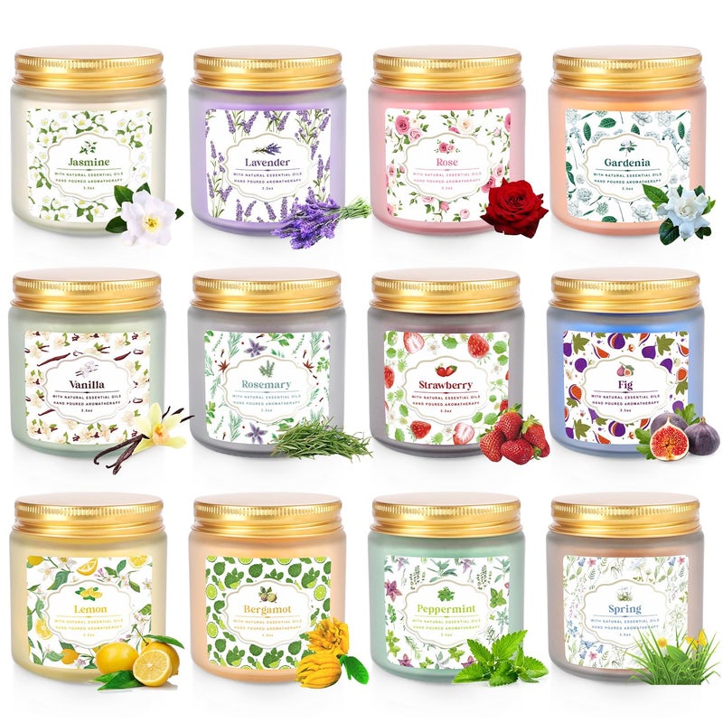 YOROXRG 12 Pack Scented Candles with Added Natural Essential Oils, 3.05oz, Suitable for Various Festivals, Parties, Yoga, and Home Scene - Image 2