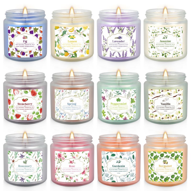 YOROXRG 12 Pack Scented Candles with Added Natural Essential Oils, 3.05oz, Suitable for Various Festivals, Parties, Yoga, and Home Scene - Image 1