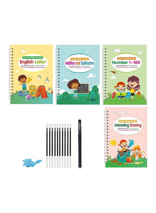 Generic The Reusable Workbook Comes with a Self-Disappearing Ink Pen and Auxiliary Tools, Handwriting Practice Copybook Set Is Durable and Tear-Resistant, Grooved Template Is Easy to Write On  - Image 1