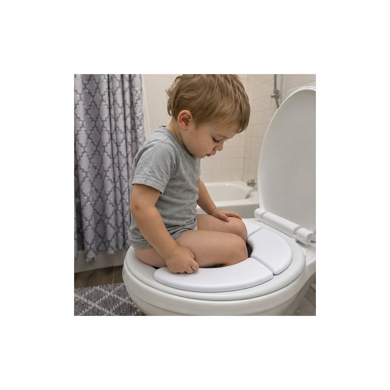 Cushie Traveler® Folding Padded Potty Seat for Toddlers, Portable Travel Toilet Seat, White - Image 3
