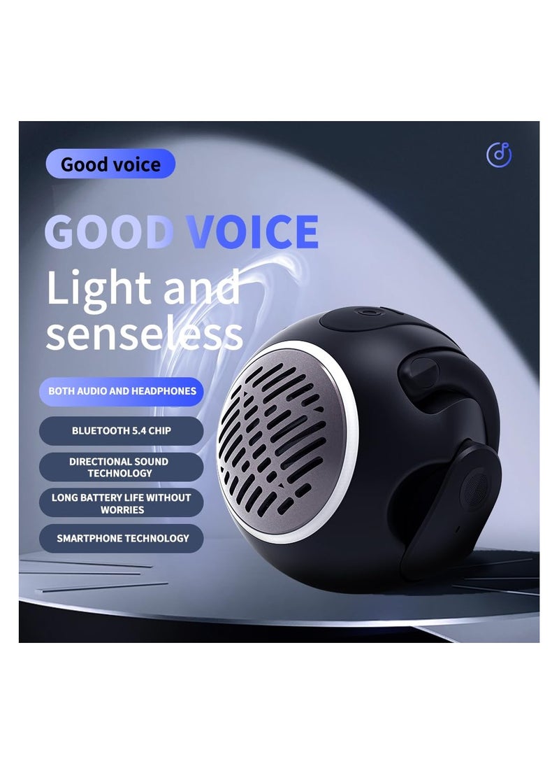 SYOSI Bluetooth Earphones with Microphone and Earhooks, Open Ear Headphones, Bluetooth 5.4, Open Ear Earbuds, 2 in 1 Open Ear Headphones & Bluetooth Speakers, for Workout/Running (Black) - Image 2