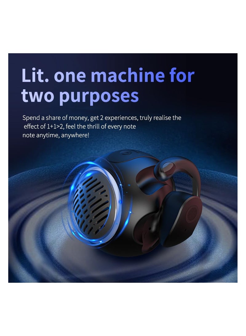 SYOSI Bluetooth Earphones with Microphone and Earhooks, Open Ear Headphones, Bluetooth 5.4, Open Ear Earbuds, 2 in 1 Open Ear Headphones & Bluetooth Speakers, for Workout/Running (Black) - Image 3