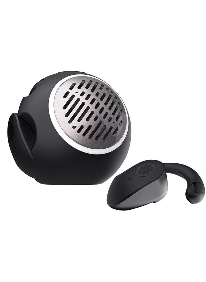 SYOSI Bluetooth Earphones with Microphone and Earhooks, Open Ear Headphones, Bluetooth 5.4, Open Ear Earbuds, 2 in 1 Open Ear Headphones & Bluetooth Speakers, for Workout/Running (Black) - Image 1