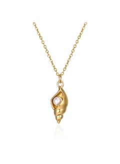 Minimalist Pearl Conch Pendant Necklace Gold necklace (chain length 45+5cm)