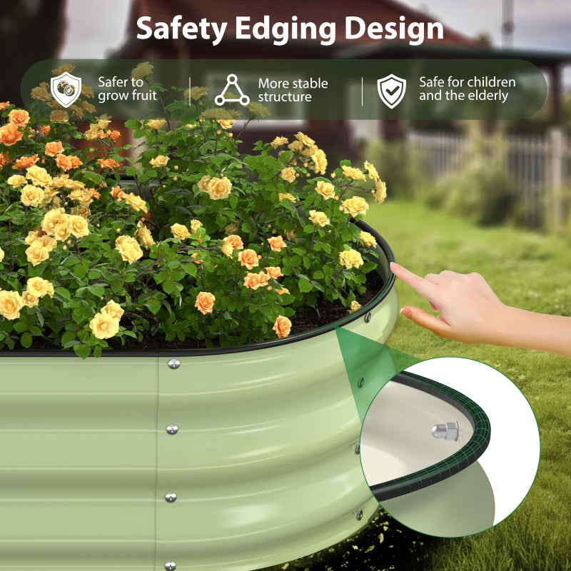 Winpull Raised Garden Bed Kit, 5x2x1 ft Galvanized Planter Box Outdoor with Safety Edging, Large Metal Raised Beds for Gardening Vegetables Flower Fruits (Avocado Green) - Image 2