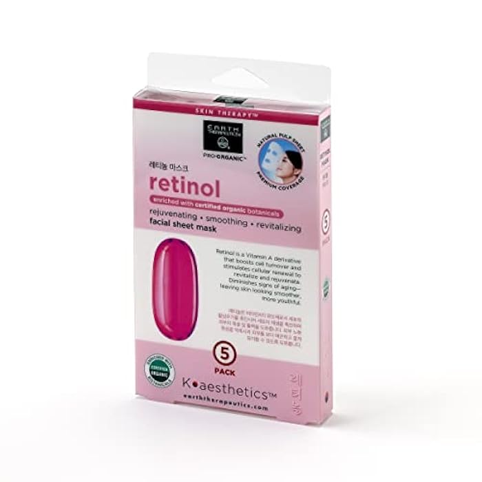 Earth Therapeutics Retinol Facial Sheet Mask Moisturize & Replenish your Face – Preserve Skin - Image 1