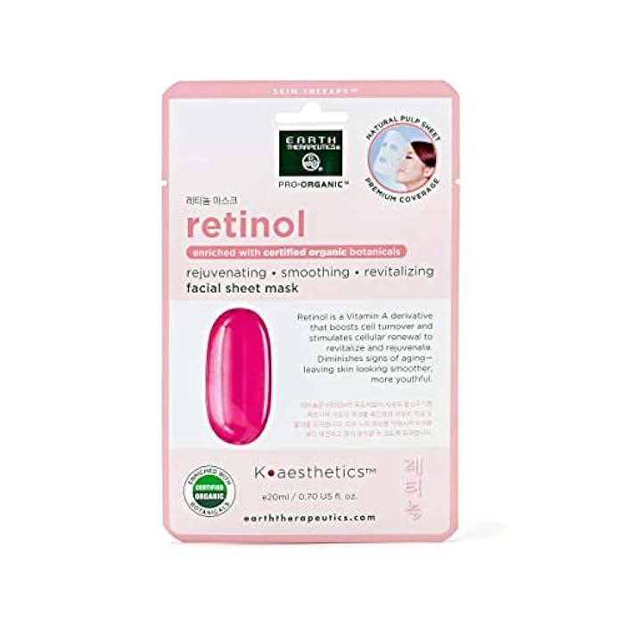 Earth Therapeutics Retinol Facial Sheet Mask Moisturize & Replenish your Face – Preserve Skin - Image 3