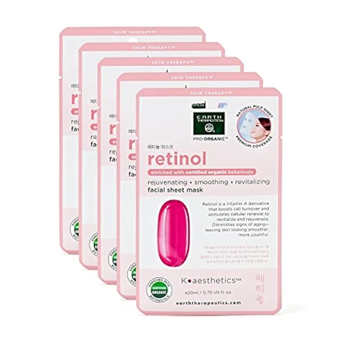Earth Therapeutics Retinol Facial Sheet Mask Moisturize & Replenish your Face – Preserve Skin - Image 4
