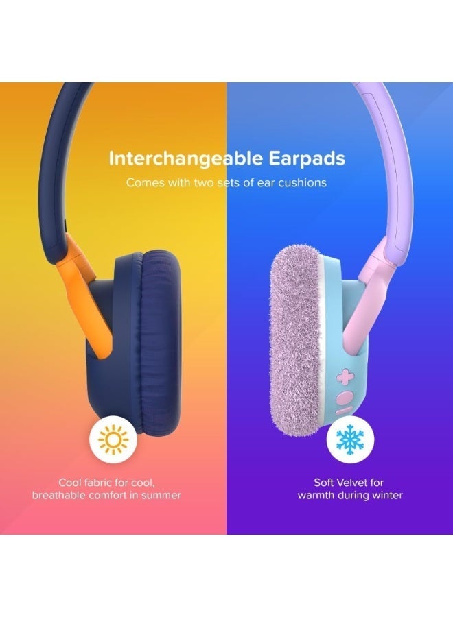 myFirst CareBuds Max - Wireless Headphones for Kids with Microphone Interchangeable EarPads Smart Volume Limit 52 Hours Playtime Fast Charging (Mist White) - Image 3