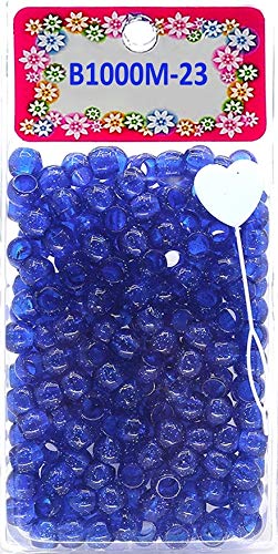 Tara Metallic Color 12 MM Plastic Beads For Braid Hair 240 Pieces In One Pack (Pack of 1, GLITTER BLUE) - Image 1