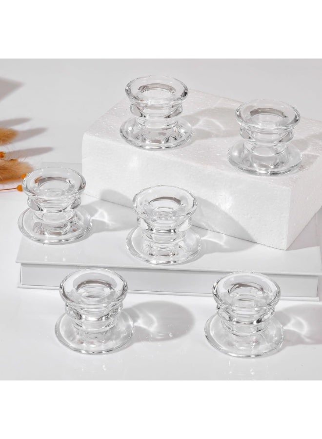 DIOTTI Set of 4 Clear Glass Taper Candle Holders, Elegant Candle Stands for Wedding, Party, Dining, Home Decor, Centerpieces (5.7 x 3.8cm) - Image 5