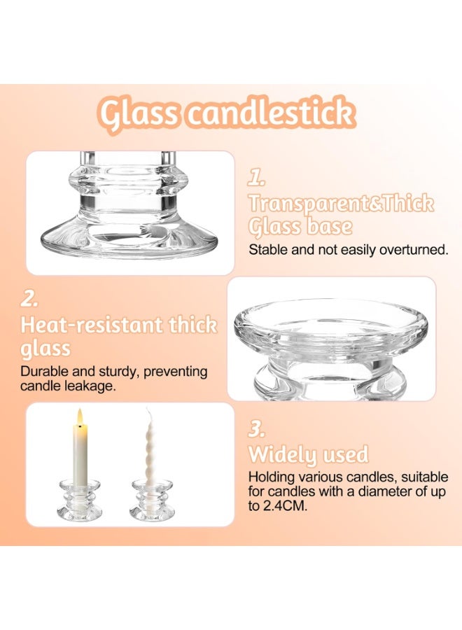 DIOTTI Set of 4 Clear Glass Taper Candle Holders, Elegant Candle Stands for Wedding, Party, Dining, Home Decor, Centerpieces (5.7 x 3.8cm) - Image 2
