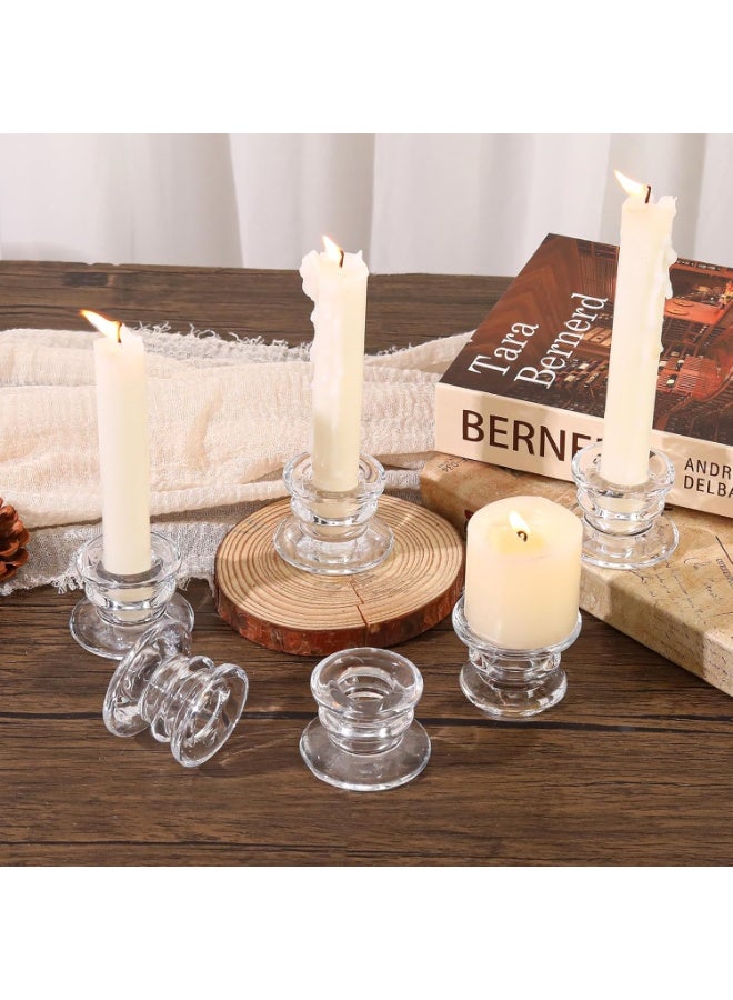 DIOTTI Set of 4 Clear Glass Taper Candle Holders, Elegant Candle Stands for Wedding, Party, Dining, Home Decor, Centerpieces (5.7 x 3.8cm) - Image 4