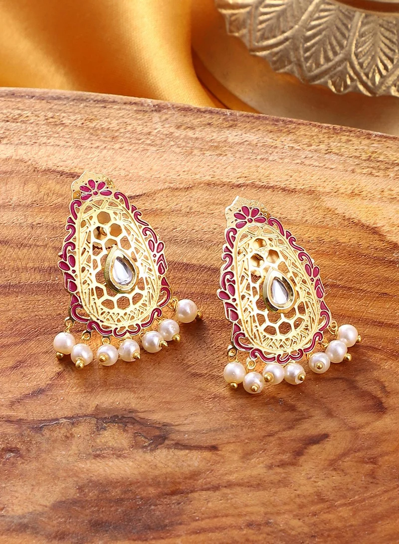 SOHI Zayna Stones Studded & Beaded Artificial Drop Earring Jewellery