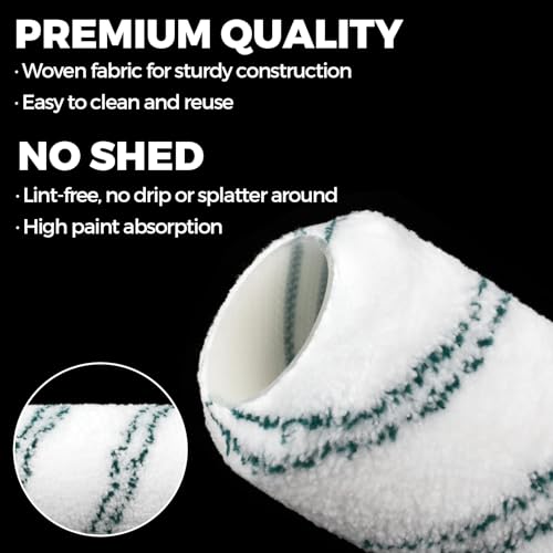 PinStone 18 Pack 9" x 1/2" Nap Microfiber Paint Roller Covers, Lint-Free Microfiber Covers Refills, Naps for 9 Inch Roller Frame, Ideal for All Paints and Stains, House Painting Supplies - Image 3