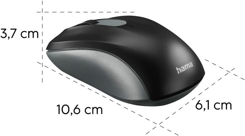 Hama Wireless Mouse 1600 DPI Adjustable - Ergonomic Optical Mouse with USB Receiver for PC, Laptop, Mac - 3 Button with Side Buttons 2.4GHz - Optical Mice for Computer And Notebook - Anthracite Black - Image 3