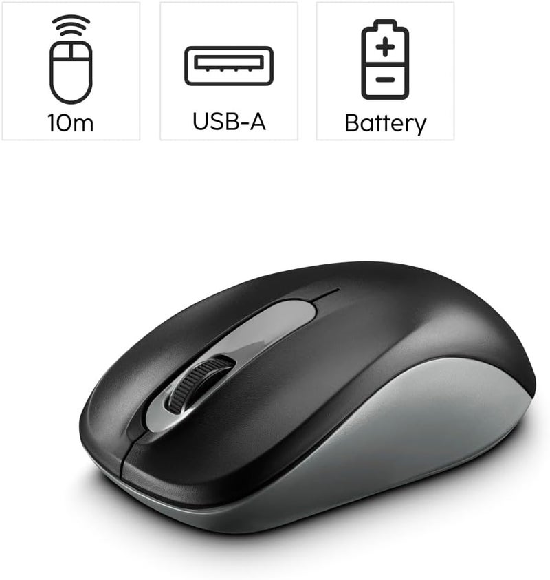 Hama Wireless Mouse 1600 DPI Adjustable - Ergonomic Optical Mouse with USB Receiver for PC, Laptop, Mac - 3 Button with Side Buttons 2.4GHz - Optical Mice for Computer And Notebook - Anthracite Black - Image 2