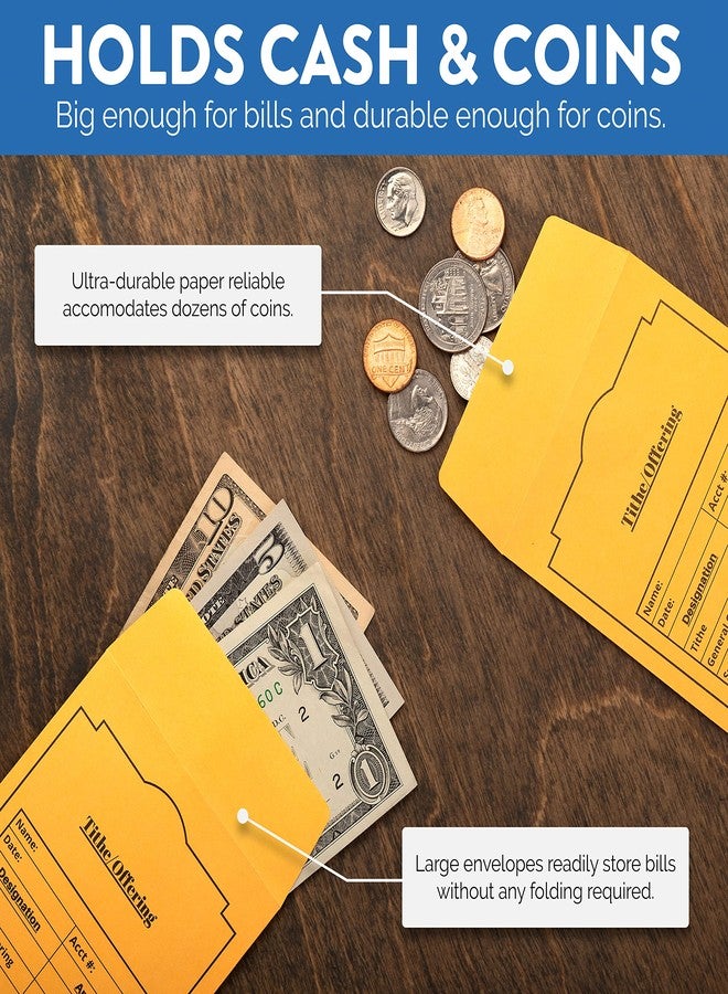 Steadfast Selections Christian Church Tithing Envelopes Self-Seal (500 Pack) - 6.5"x3.5" Offering Envelopes with Pre-Printed Fields for Tithes, Offerings, and Missions (Classic) - Image 4