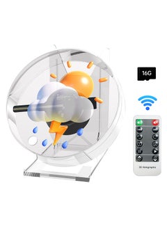3D Hologram Projector Advertising Display Fan Advertisment Video Player 3D Naked Eye HD LED Photo Video Fan with Bright LED Beads Remote Control and Acrylic Base