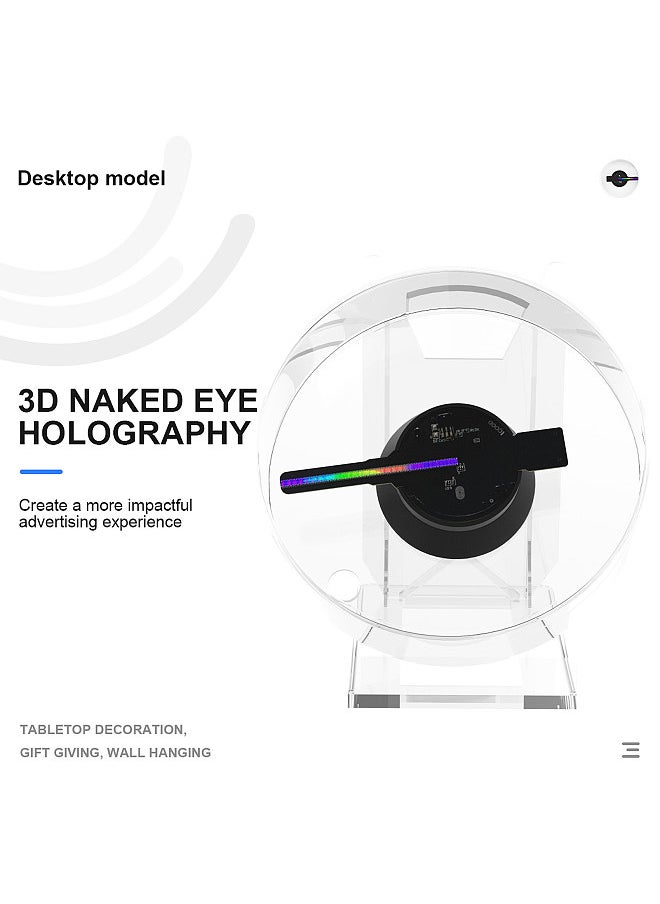 Generic - 3D Hologram Projector Advertising Display Fan Advertisment Video Player 3D Naked Eye HD LED Photo Video Fan with Bright LED Beads Remote Control and Acrylic Base - Image 1