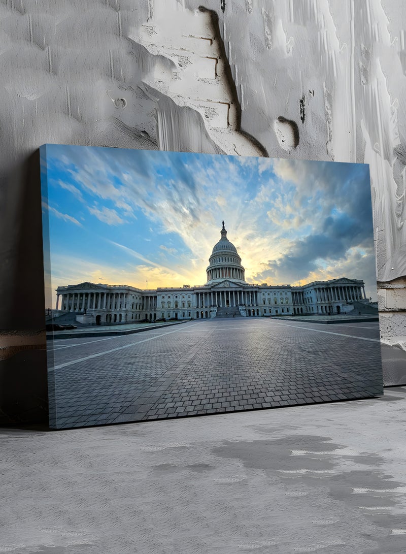 LOWHA Canvas Wall Art Stretched Over Wooden Frame with US Capitol - Image 1