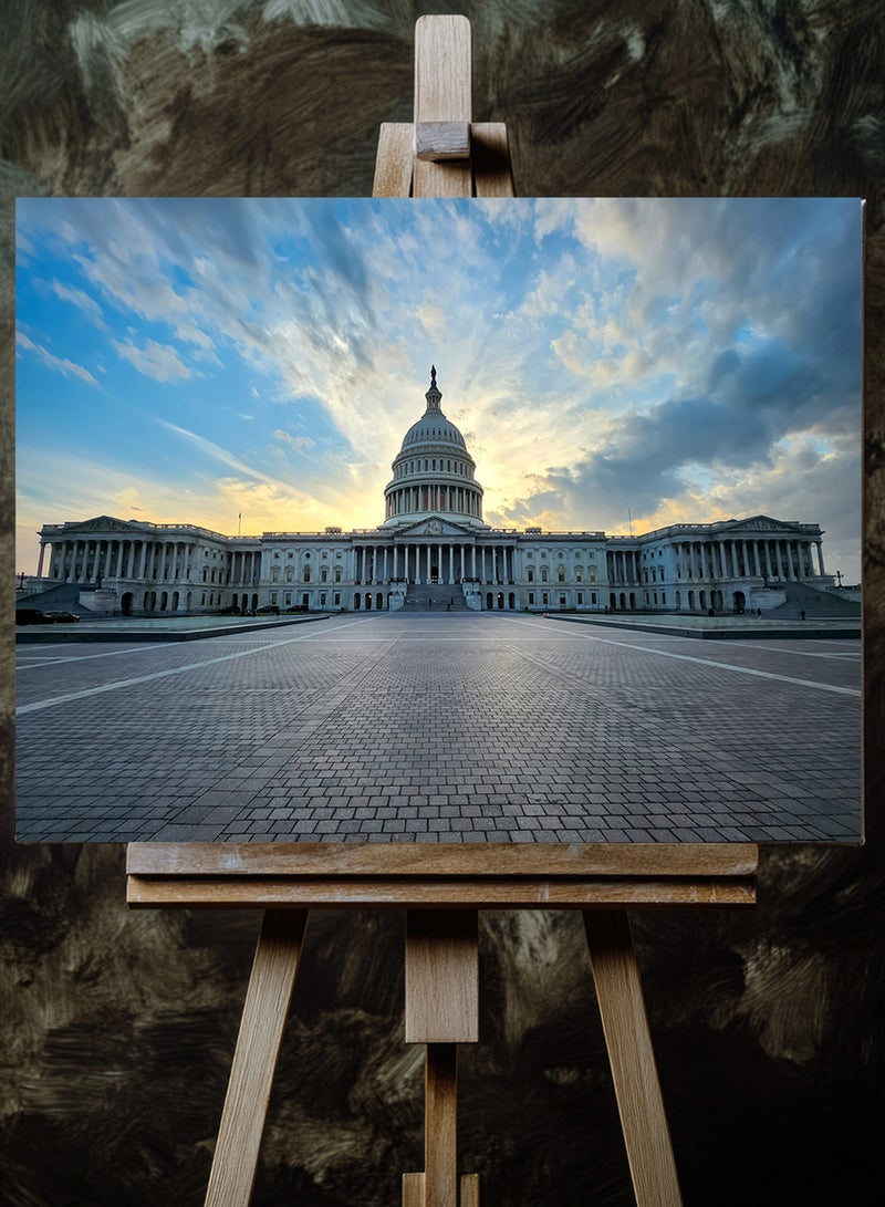 LOWHA Canvas Wall Art Stretched Over Wooden Frame with US Capitol - Image 3