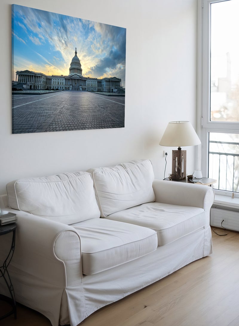 LOWHA Canvas Wall Art Stretched Over Wooden Frame with US Capitol - Image 5