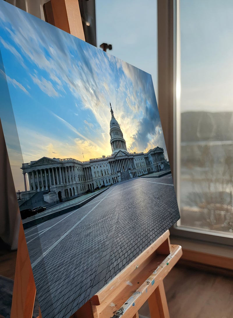 LOWHA Canvas Wall Art Stretched Over Wooden Frame with US Capitol - Image 4
