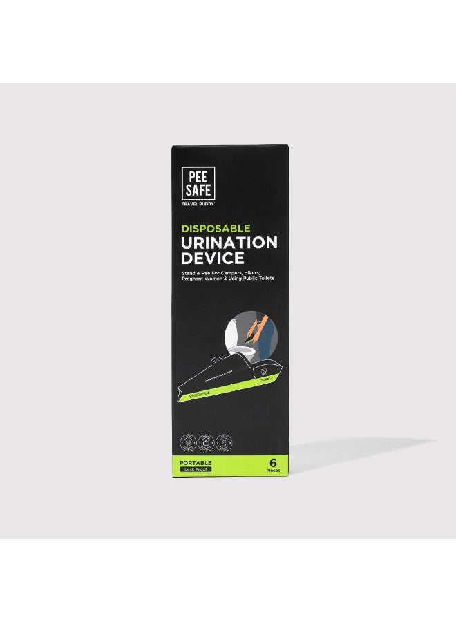 PEESAFE PeeSafe Travel Buddy Disposable Female Urination Device, Leak proof, for travel & public toilets, stand & pee funnel, suitable for women with knee pain and pregnant women (Pack Of 6 foldable devices) - Image 1