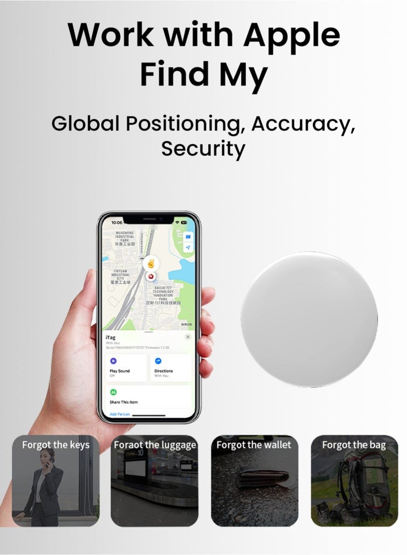 glassology Smart Tag Tracker IP67 Waterproof Replaceable Battery Works with Find My 14.6 Locate Keys Luggage Backpack Suitcases & More White - Image 3