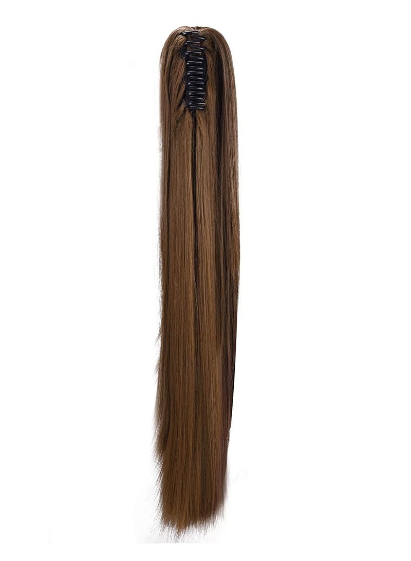 إستيل Estelle Claw Clip in Ponytail Extension Long Straight Hair for Women Jaw on (بني شوكولاتة فاتح) - Image 4