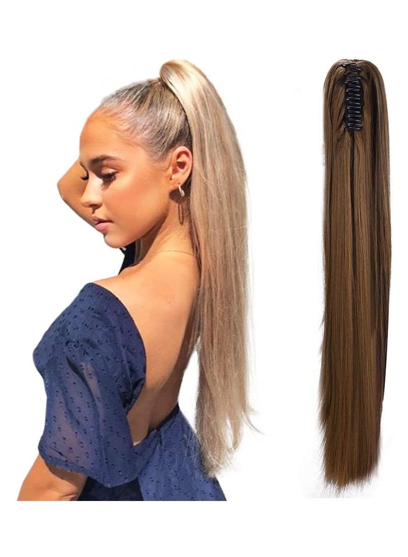 إستيل Estelle Claw Clip in Ponytail Extension Long Straight Hair for Women Jaw on (بني شوكولاتة فاتح) - Image 1