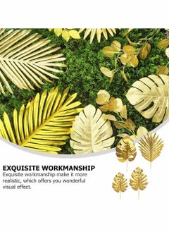 Generic Artificial Plants Palm Leaves, Plastic Gold Tropical Party Leaves, Decorations Wedding Decorations Simulated Golden Turtle Leaf (20pcs)  - Image 3