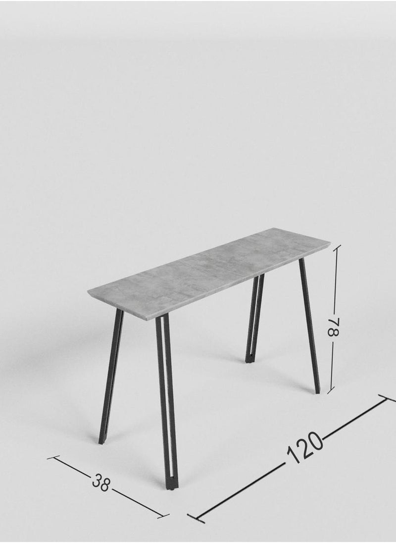 Modern console table with a wide surface and a modern design made of high-quality MDF wood with a suitable height to organize the space and enhance the decor in gray color 120x38x78