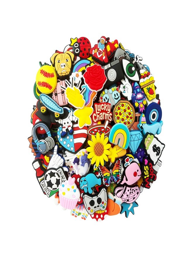 Harnya Lot of 30 50 100pcs Random Different Shoe Charms for Shoe Decoration, Polyvinyl Chloride, No Gemstone - Image 1