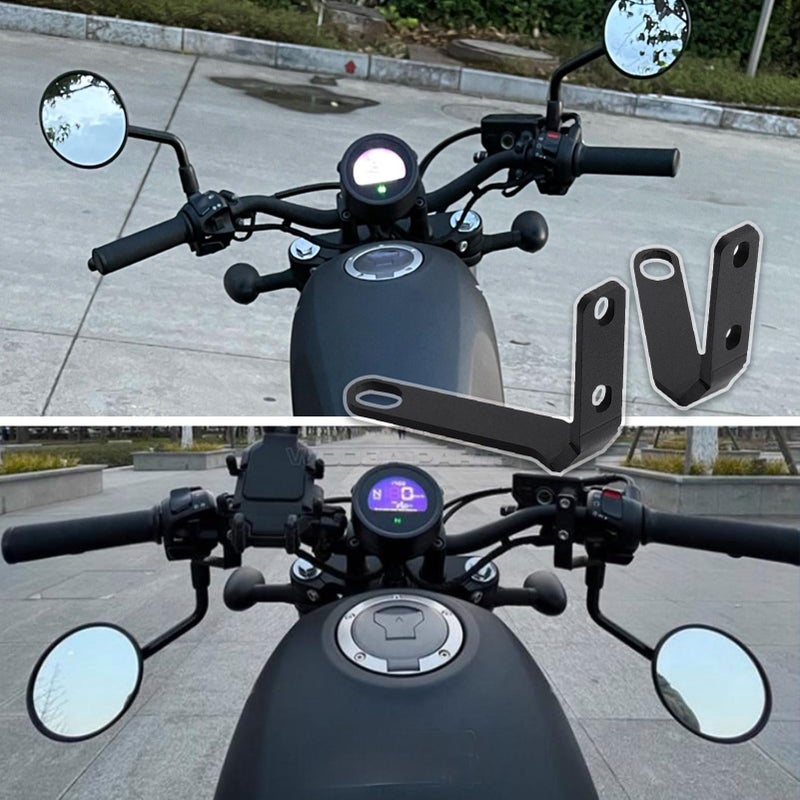 Generic WOOGA Rearview Mirror Upside Down Bracket,Motorcycle Handlebar Rear View Side Mirror Flipped Bracket, Down Adaptor Bracket Expansion Stand fit for Ho&nda Rebel CMX 250/300/500 Accessories 2017-2024  - Image 1