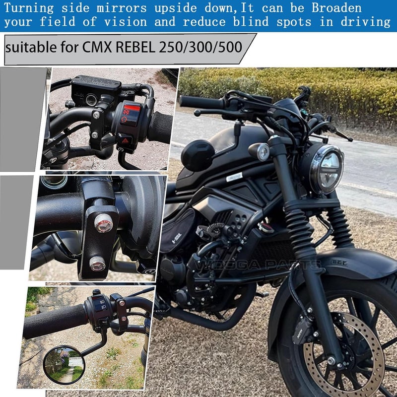 WOOGA Motorcycle Rearview Mirror Bracket for Honda Rebel - Image 3