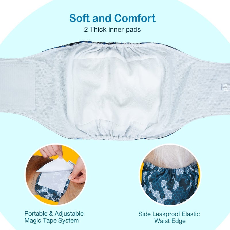 Pet Soft Washable Belly Bands (Pack of 3) - 2021 Latest Washable Male Dog Diapers, Comfort Reusable Male Dog Belly Wraps Diapers for Doggy Puppies(S, Army) - Image 5