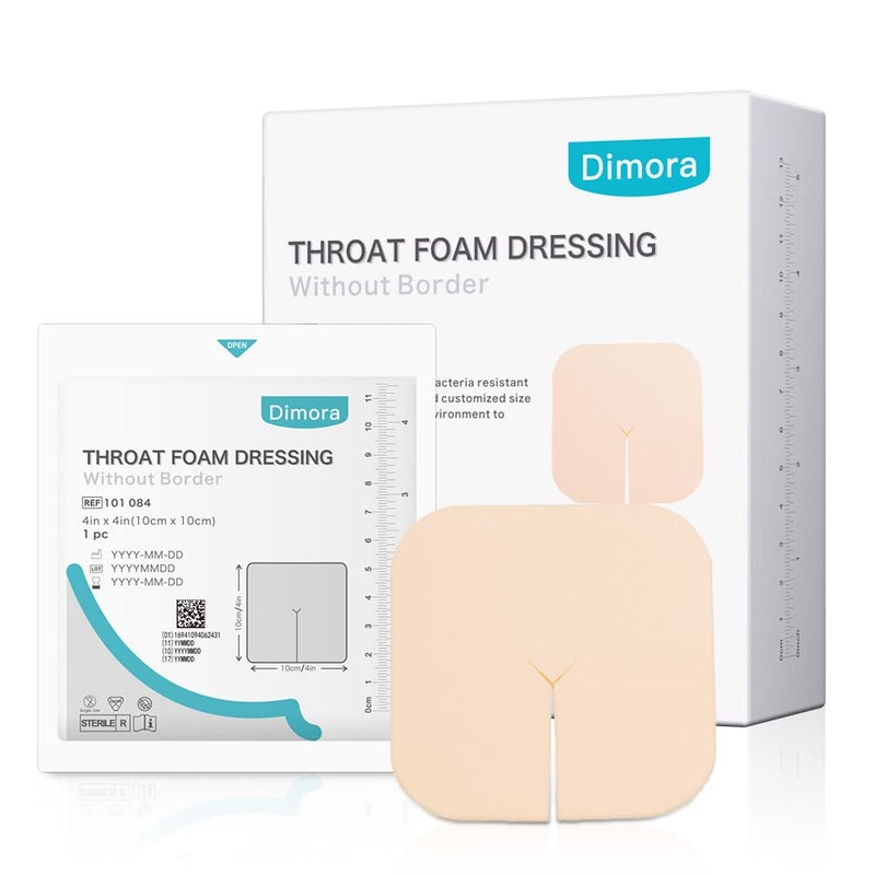 Dimora Fenestrated Foam Dressing NonAdhesive Tracheo Pads 4x4 10 Packs Hydrophilic Highly Absorbent Soft Wound Dressings Secure Tubes and Absorb Leakage