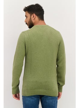 Jules Men Crew Neck Long Sleeves Knitted Sweater, Light Olive  - Image 4