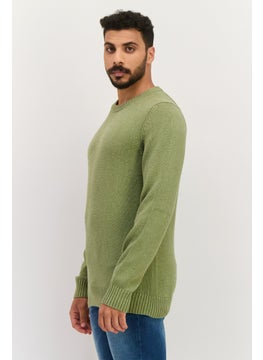 Jules Men Crew Neck Long Sleeves Knitted Sweater, Light Olive  - Image 2