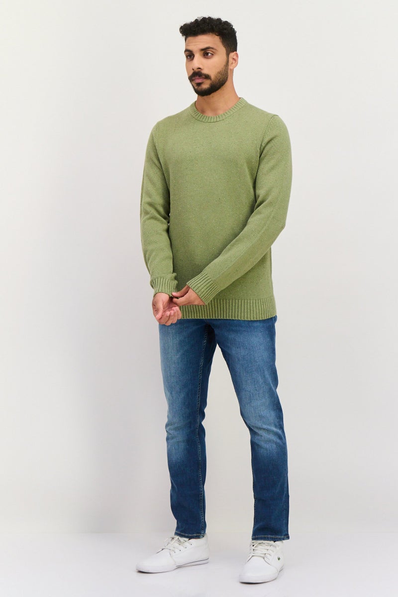 Jules Men Crew Neck Long Sleeves Knitted Sweater, Light Olive - Image 3
