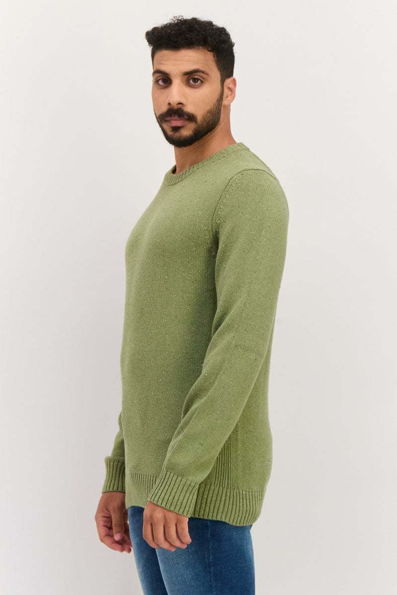 Jules Men Crew Neck Long Sleeves Knitted Sweater, Light Olive - Image 2