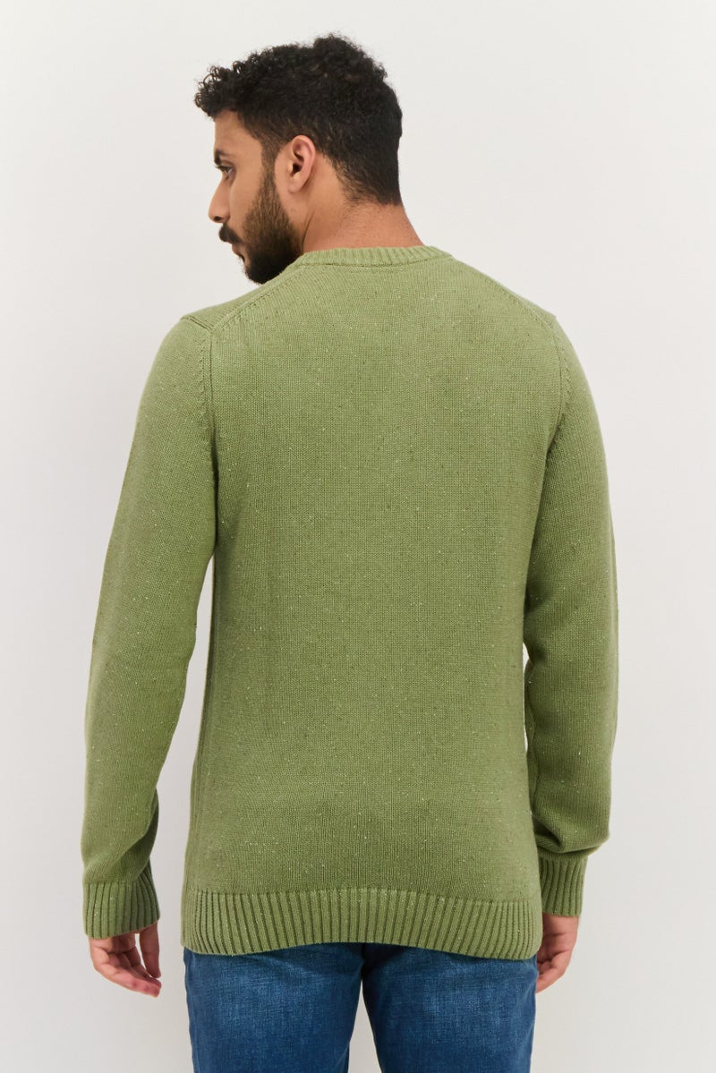 Jules Men Crew Neck Long Sleeves Knitted Sweater, Light Olive - Image 4