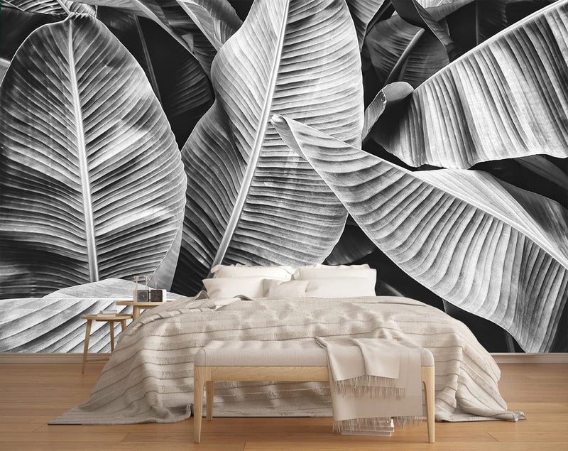 MFWFM Grey Leaf Wallpaper Tropical Banana Leaves Wall Mural Wallpaper for Bedroom Living Room TV Background Wall CoveringNot Peel n Stick - Image 2